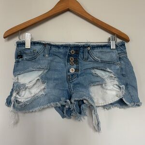 Kancan Distressed Denim Jean Cutoff Shorts Sz S EUC